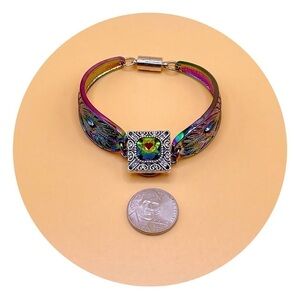 LOVELY Green Heavy Snap Jewelry Retro Bangle Bracelet with 18mm snap! SEE VIDEO!